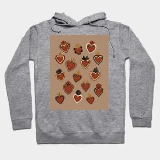 Vintage Mexican Sacred Hearts Pattern II by Akbaly Hoodie